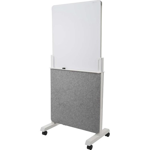 Quartet Agile Easel with Glass Dry-Erase Board - White Tempered Glass Surface - Gray Frame - Assembly Required - 1 Each - Dry-Erase Boards - QRTQ293066W