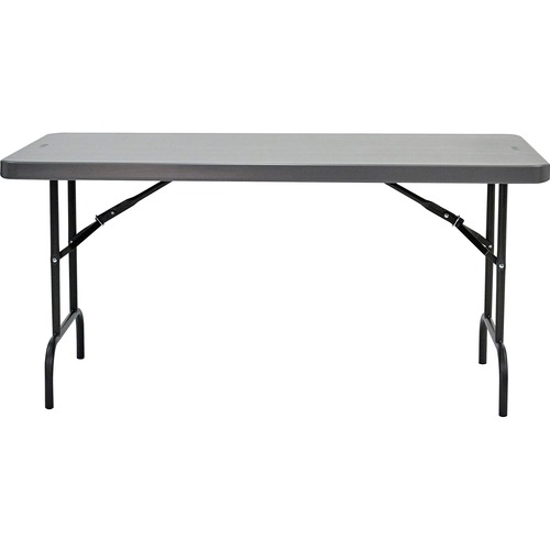 Iceberg IndestrucTable Commercial Folding Table - Charcoal Rectangle Top - Powder Coated Gray Round Leg Base - Contemporary Style - 1000 lb Capacity - 60" Table Top Length x 30" Table Top Width x 2" Table Top Thickness - High-density Polyethylene (HDPE) T