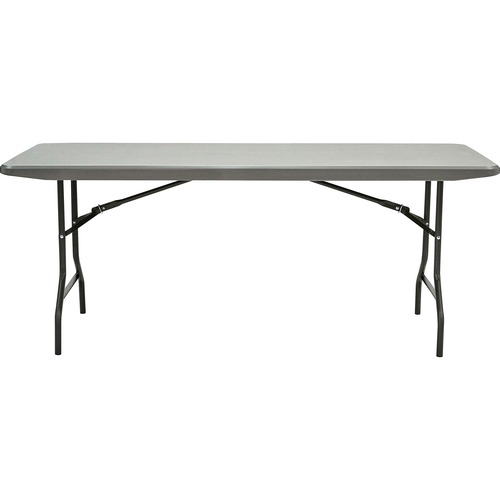 Iceberg IndestrucTable Commercial Folding Table - Charcoal Rectangle Top - Powder Coated Gray Round Leg Base - Contemporary Style - 1000 lb Capacity - 72" Table Top Length x 30" Table Top Width x 2" Table Top Thickness - High-density Polyethylene (HDPE) T