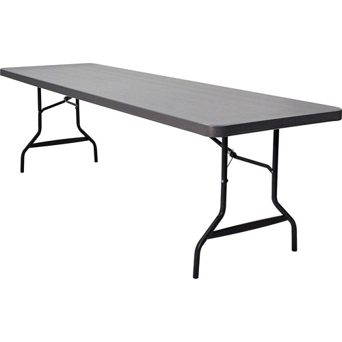 Iceberg IndestrucTable Commercial Folding Table - Charcoal Rectangle Top - Powder Coated Gray Round Leg Base - Contemporary Style - 1000 lb Capacity - 96" Table Top Length x 30" Table Top Width x 2" Table Top Thickness - High-density Polyethylene (HDPE) T