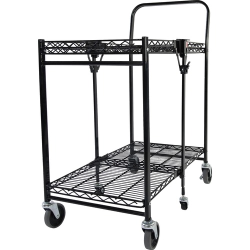 Bostitch Stowaway Folding Utility Cart - 2 Shelf - 400 lb Capacity - 6 Casters - Steel Frame - Black - 1 Each