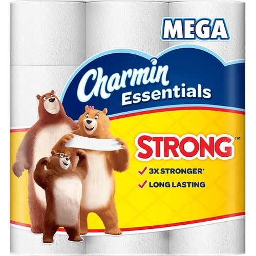 Charmin Essential Strong Mega Roll - 1 Ply - White - 12 / Pack