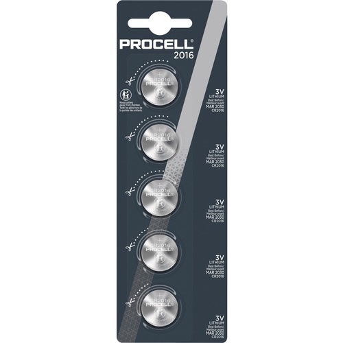 Duracell PROCELL Battery - For Watch, Calculator - CR2016 - 3 V DC - 5 / Strip - Calculator & Watch Batteries - DURPC2016