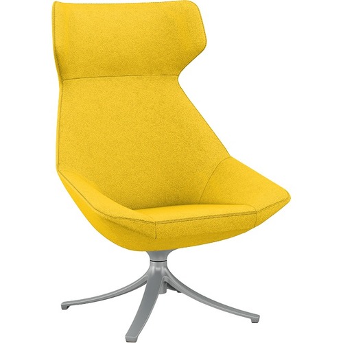 9 to 5 Seating Jax High-back Lounge Chair with Swivel Base - Onyx Fabric Seat - Onyx Fabric Back - High Back - Four-legged Base - 1 Each