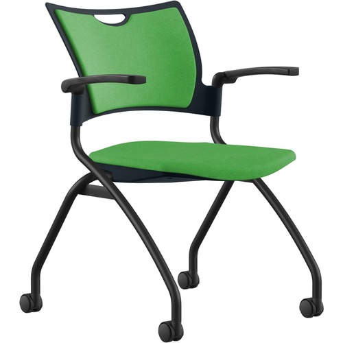 9 to 5 Seating Bella Fixed Arms Mobile Nesting Chair - Latte Thermoplastic Seat - Latte Thermoplastic Back - Powder Coated, Black Frame - Four-legged Base - 1 Each