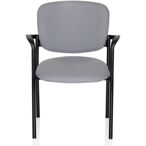 United Chair Brylee Guest Stack Chair with Arms - Putty Fabric Seat - Putty Fabric Back - Black Polymer, Tubular Steel Frame - Four-legged Base - Armrest - 2 / Carton