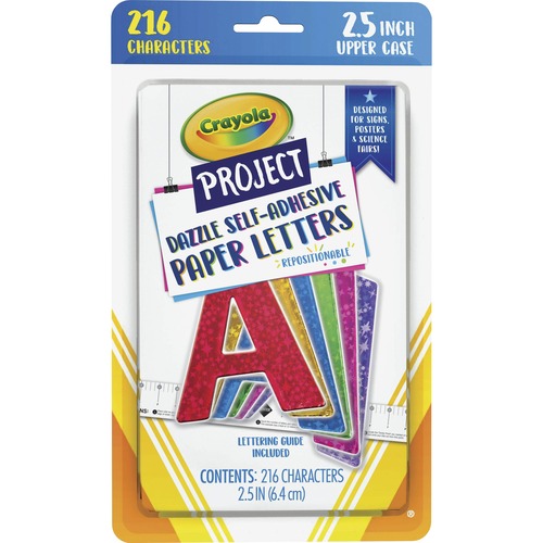Crayola Self-adhesive Paper Letters - Self-adhesive - 2.50" Height - Assorted - Paper - 216 / Pack