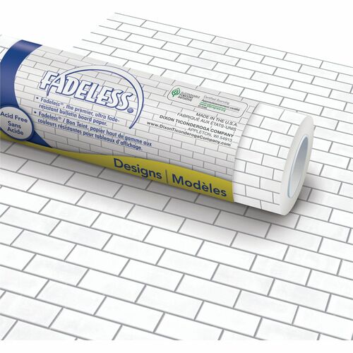 Fadeless Bulletin Board Paper Rolls - Art Project, Craft Project, School, Home, Office Project - 48"Width x 50 ftLength - 50 lb Basis Weight - 1 Each - White
