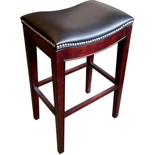 Holland Bar Stools Stool 3210 Lynn Saddle Bar Stool - Black Vinyl, Foam Seat - Espresso Frame - Four-legged Base - 2 / Carton