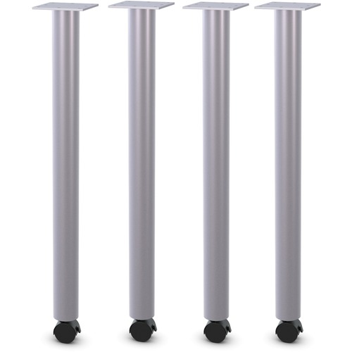 Lorell Tabletop Post Legs - 1" x 2"27.8" , 2" Caster - Material: Steel - Finish: Gray
