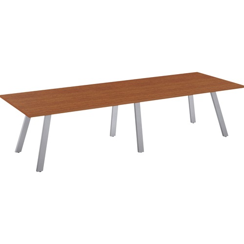 Special-T AIM XL Conference Table - Wild Cherry Rectangle Top - Powder Coated Dual Pitched Base - Modern Style - 108" Table Top Length x 42" Table Top Width - 29" Height - Assembly Required - High Pressure Laminate (HPL) Top Material - 1 Each