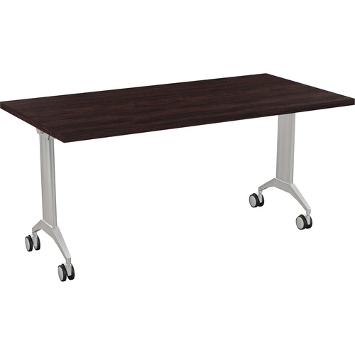 Special-T Link Flip & Nest Table - For - Table TopEspresso Rectangle Top - Metallic Silver T-shaped Base - 60" Table Top Length x 30" Table Top Width - 30" Height - Assembly Required - Thermofused Laminate (TFL) Top Material - 1 Each