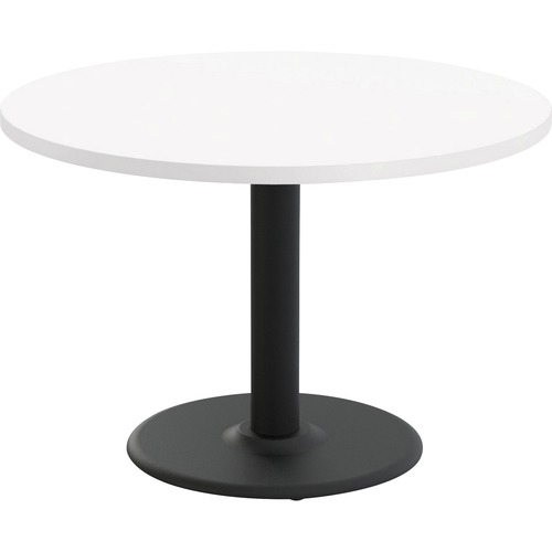Special-T Cantina-2 Dining Table - White Round Top - Black, Powder Coated Base - 1 Legs x 42" Table Top Diameter - 29" Height - Assembly Required - Thermofused Laminate (TFL) Top Material - 1 Each