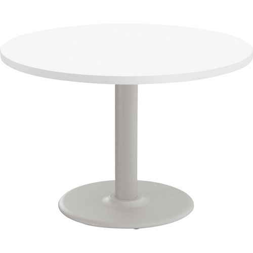 Special-T Cantina-2 Dining Table - White Round Top - Fog Gray, Powder Coated Base - 1 Legs x 42" Table Top Diameter - 29" Height - Assembly Required - Thermofused Laminate (TFL) Top Material - 1 Each