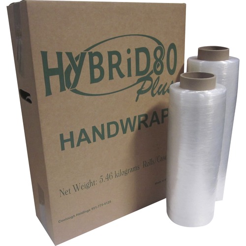 WP HYBRiD80 PLUS Stretch Wrap - 17" Width x 1500 ft Length - Easy to Use, Hand Hole - Clear - 48 / Pallet