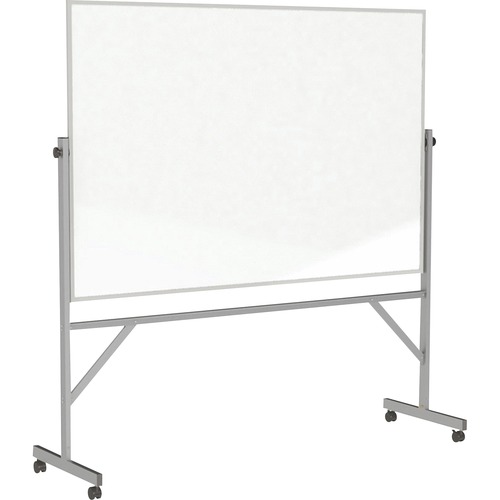 Ghent Traditional Reversible Mobile Magnetic Board - 96" (8 ft) Width x 48" (4 ft) Height - White Porcelain Surface - Aluminum Frame - Magnetic - Eraser Included - Assembly Required - 1 Each