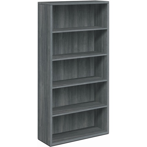 HON 10500 Bookcase - 36" x 13.1"71" - 5 Shelve(s) - Material: Laminate - Finish: Sterling Ash - Leveling Glide