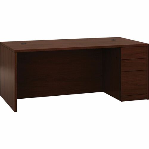 HON 10500 H105895R Pedestal Desk - 72" x 36"29.5" - 3 x Box, File Drawer(s)Right Side - Flat Edge - Finish: Mahogany