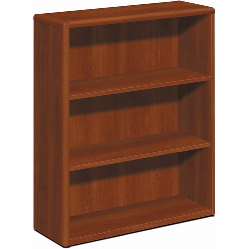 HON 10700 Bookcase - 43.4" Height x 36" Width x 13.1" Depth - 3 Shelve(s) - Waterfall Edge - Material: Laminate - Finish: Cognac