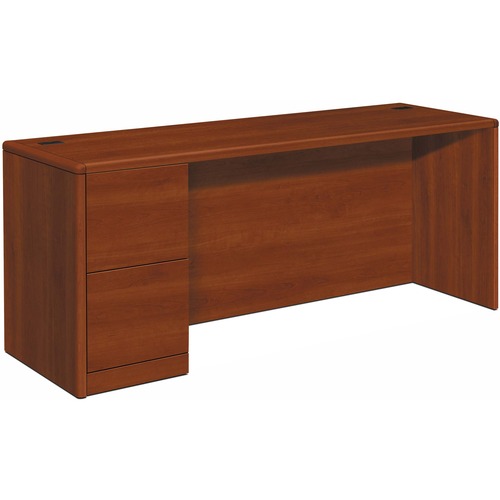 HON 10700 H10708L Pedestal Credenza - 29.5" Height x 72" Width x 24" Depth - 2 x File Drawer(s)Left Side - Waterfall Edge - Finish: Cognac