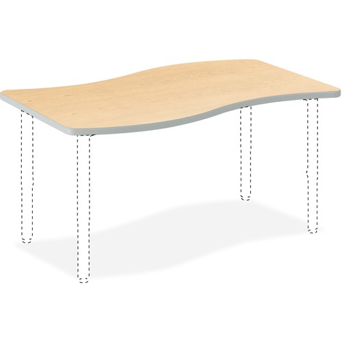 HON Build Series Ribbon Shape Tabletop - For - Table TopRibbon Top - 6 Seating Capacity - 25" to 34" Adjustment x 54" Width x 30" Depth - Natural Maple
