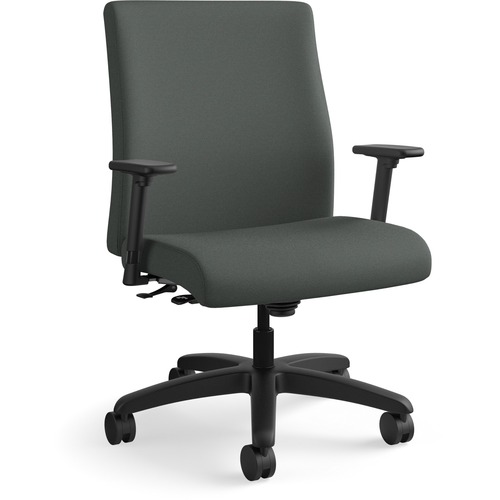 HON Ignition Chair - Iron Ore Seat - Fabric Back - Black Frame - Mid Back - Iron Ore