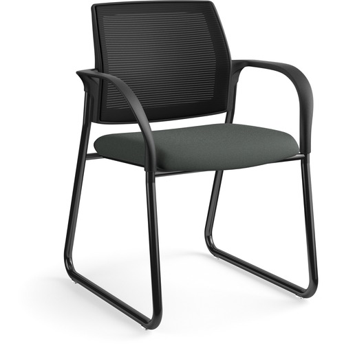 HON Ignition Chair - Iron Ore Fabric Seat - Black Mesh Back - Black Steel Frame - Sled Base - Iron Ore - Armrest