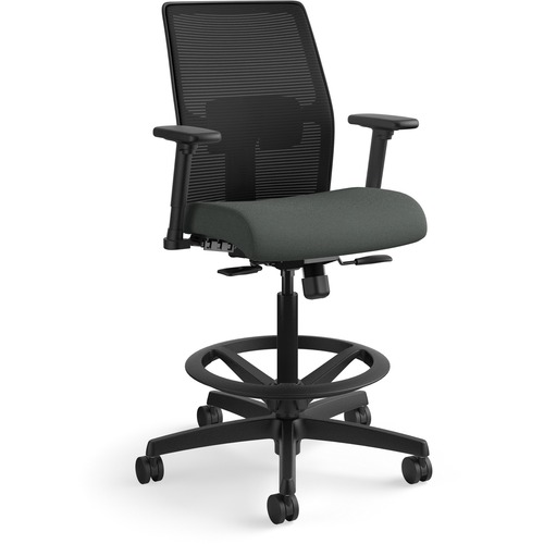 HON Ignition 2.0 Sitting Stool - Iron Ore Fabric Seat - Black Mesh Back - Black Frame - Low Back - Iron Ore - 1 Each