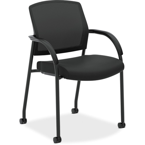HON Lota Chair - Black Polyester Seat - Black Mesh Back - Black Steel Frame - Black - Armrest