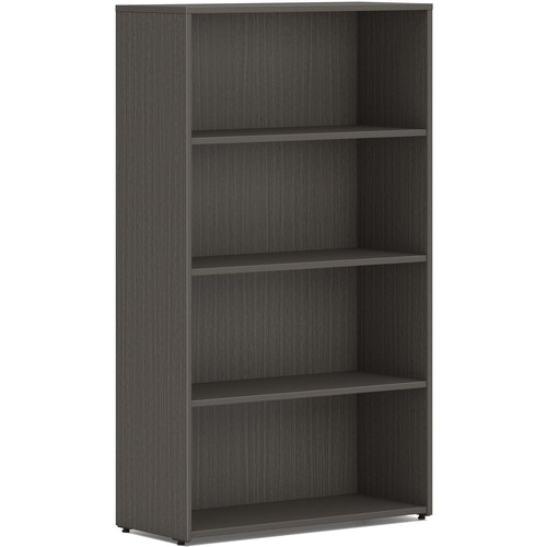 HON Mod HLPLBC3013B4 Book Case - 30" x 13" x 53" - 4 Shelve(s) - 2 Adjustable Shelf(ves) - Finish: Slate Teak - Adjustable Shelf, Durable, Laminated, Scratch Resistant, Spill Resistant, Stain Resistant