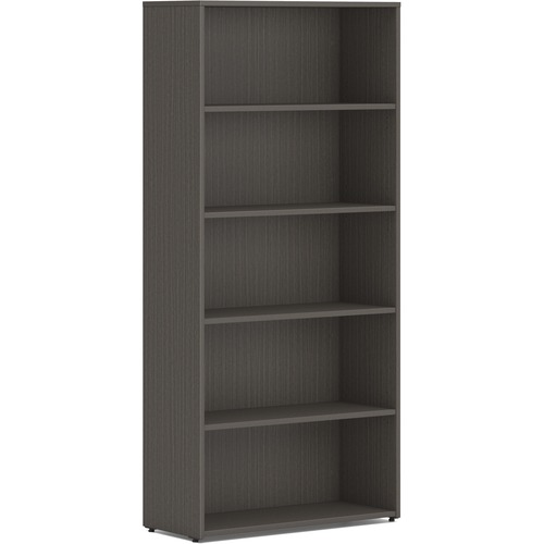 HON Mod HLPLBC3013B5 Book Case - 30" x 13"65" - 5 Shelve(s) - 3 Adjustable Shelf(ves) - Finish: Slate Teak - Adjustable Shelf, Durable, Laminated, Scratch Resistant, Spill Resistant, Stain Resistant