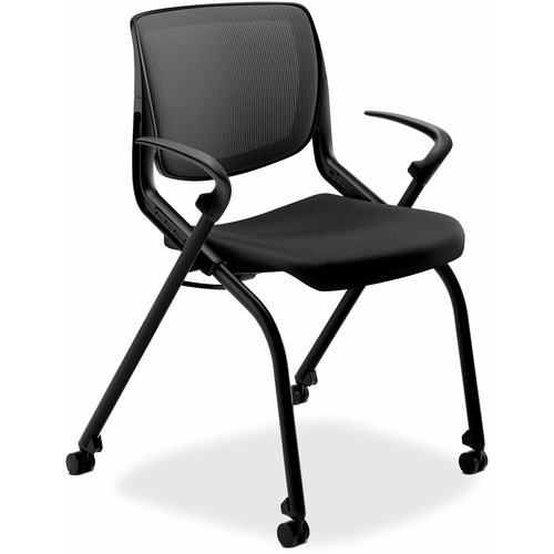 HON Motivate Chair - Black Fabric Seat - Black Back - Textured Black Reinforced Resin Frame - Black - Armrest