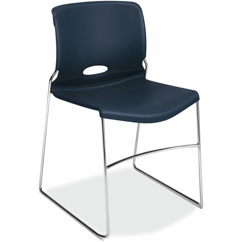 HON Olson Chair - Plastic Seat - Regatta Plastic Back - Chrome Steel Frame - Plastic - 4 / Carton