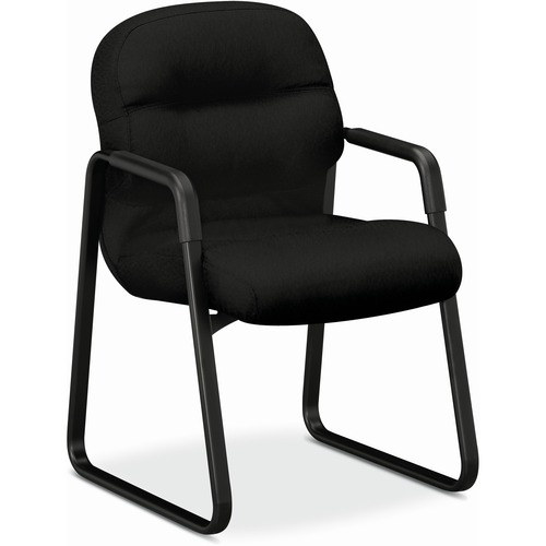 HON Pillow-Soft Chair - Iron Ore Seat - Iron Ore Fabric Back - Black Frame - Sled Base - Iron Ore