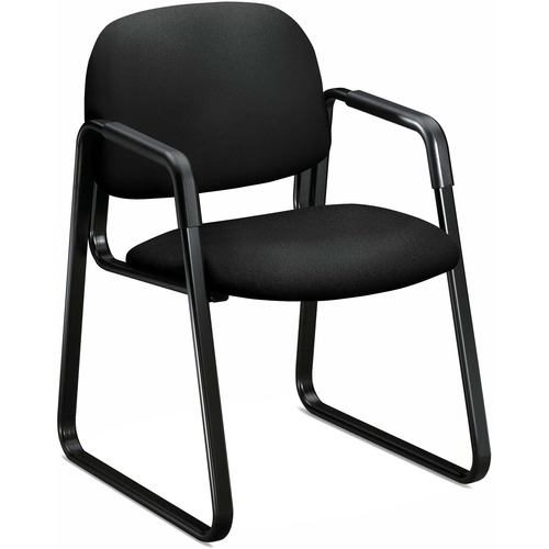HON Solutions Seating 4000 Chair - Black Fabric Back - Black Frame - Sled Base - Black - Armrest