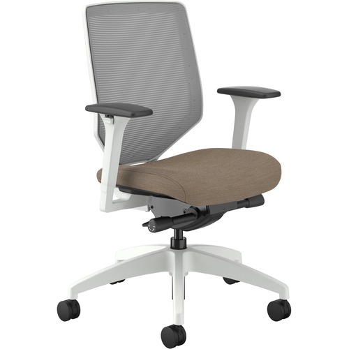 HON Solve Chair - Putty Fabric Seat - Fog Mesh Back - Designer White Frame - Mid Back - Putty