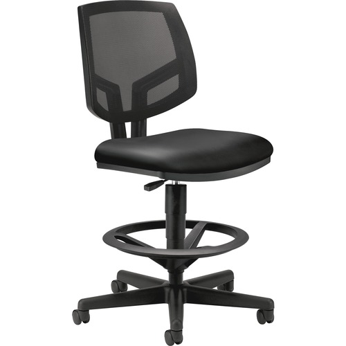 HON Volt Sitting Stool - Black Bonded Leather Seat - Black Mesh Back - Black Frame - Black - 1 Each