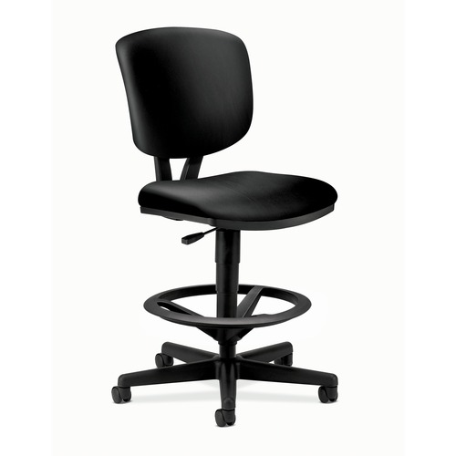 HON Volt Sitting Stool - Black Bonded Leather Seat - Black Bonded Leather Back - Black Frame - Black - 1 Each