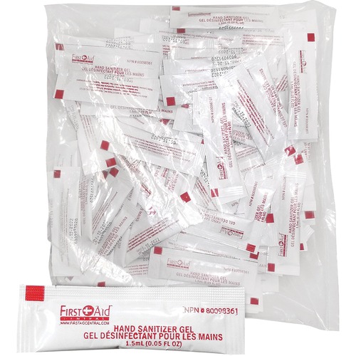 First Aid Central Hand Sanitizer Gel - 1.50 mL - Hand - Antimicrobial - 50 / Pack