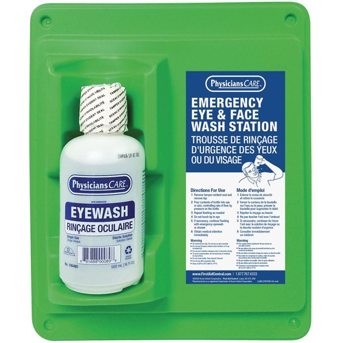 First Aid Central Single EyeWash Station with Full Bottle - 500mL Station