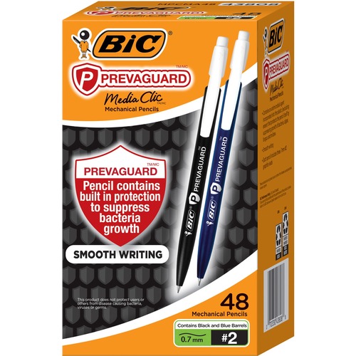 BIC Antimicrobial Mechanical Pencils - #2 Lead - 0.7 mm Lead Diameter - Black Lead - Plastic Barrel - 48 / Box