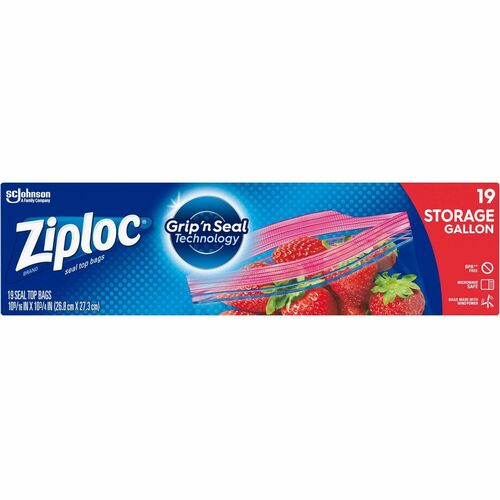 Ziploc® Gallon Storage Bags - 1 gal Capacity - Sliding Closure - 19/Box - Storage, Food, Vegetables, Fruit, Cosmetics, Yarn, Poultry, Meat, Business Card, Map