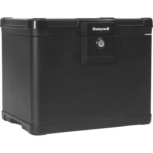 Honeywell Fire & Water Safe File Chest - 0.60 ft³ - Key Lock - Water Proof, Fire Resistant - for File, USB Drive, CD, Digital Media - Internal Size 10.10" x 12.20" x 8.50" - Overall Size 12.9" x 15.9" x 12.6" - Black