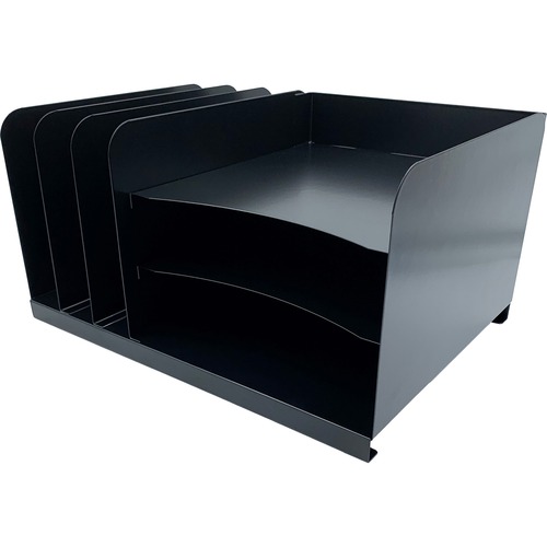 Huron Combo Slots Desk Organizer - 6 Compartment(s) - Horizontal/Vertical - 8" Height x 15" Width x 11" Depth - Durable - Black - Steel - 1 Each
