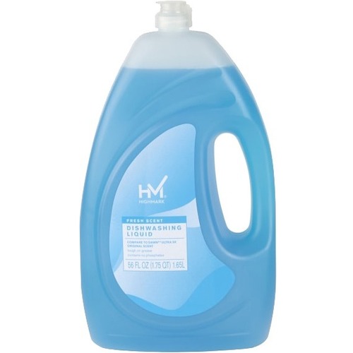 Highmark® Liquid Ultra Blue Dish Detergent, 56 Oz - 56 fl oz (1.8 quart) - Fresh ScentBottle - 1 Each - Alcohol-free, Phenol-free - Blue