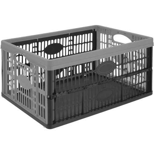 CEP Folding Crate 32L with Perforated Walls - External Dimensions: 13.8" Width x 18.7" Depth x 9.4" Height - 32 L - Polypropylene - Black, Gray - For Storage, Transportation - Recycled