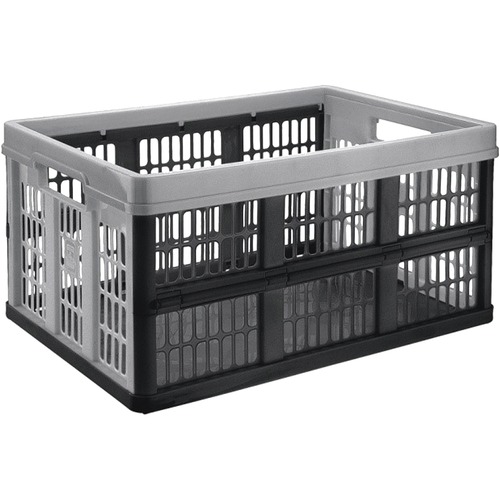 CEP Folding Crate 45L with Perforated Walls - External Dimensions: 13.8" Width x 20.9" Depth x 11" Height - 32 L - Polypropylene - Black, Gray - For Storage, Transportation - Recycled