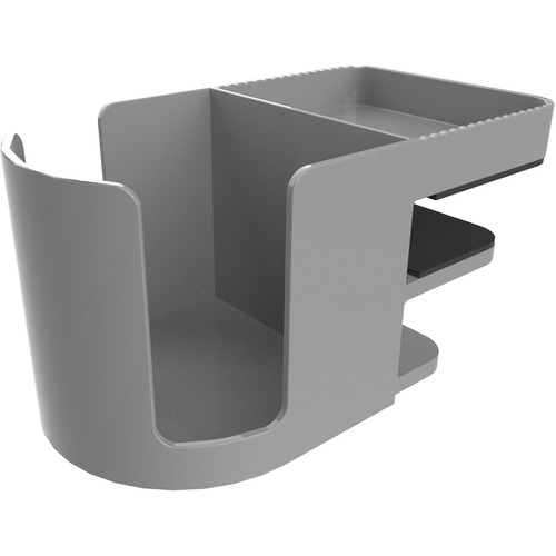 Deflecto Standing Desk Cup Holder Grey - 3.5" Height x 3.9" Width x 7" Depth - Cup Holder, Durable, Spill Resistant, Portable, Spring Loaded - Acrylonitrile Butadiene Styrene (ABS) - 1 Each