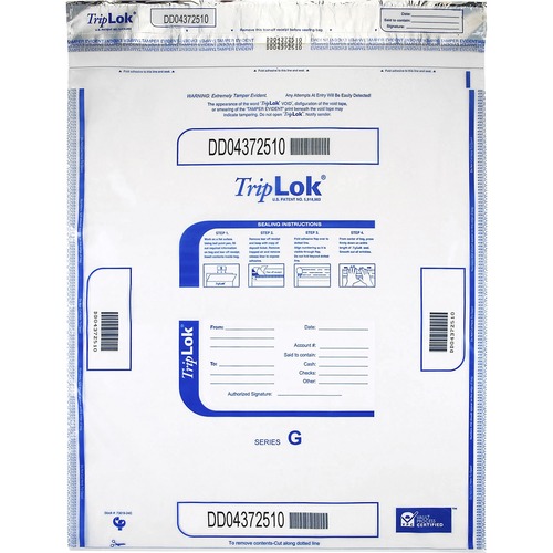 ControlTek High-Performing Security Bags - 20" Width x 24" Length - Seal Closure - Clear - Polyethylene - 50/Pack - Cash, Bill, Deposit