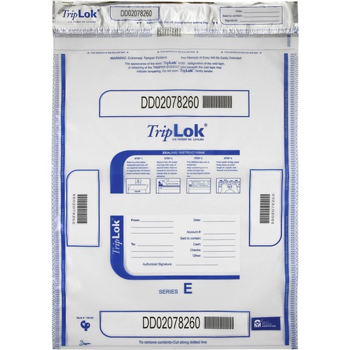 ControlTek High-Performing Security Bags - 15" Width x 20" Length - Seal Closure - Clear - Polyethylene - 50/Pack - Cash, Bill, Deposit